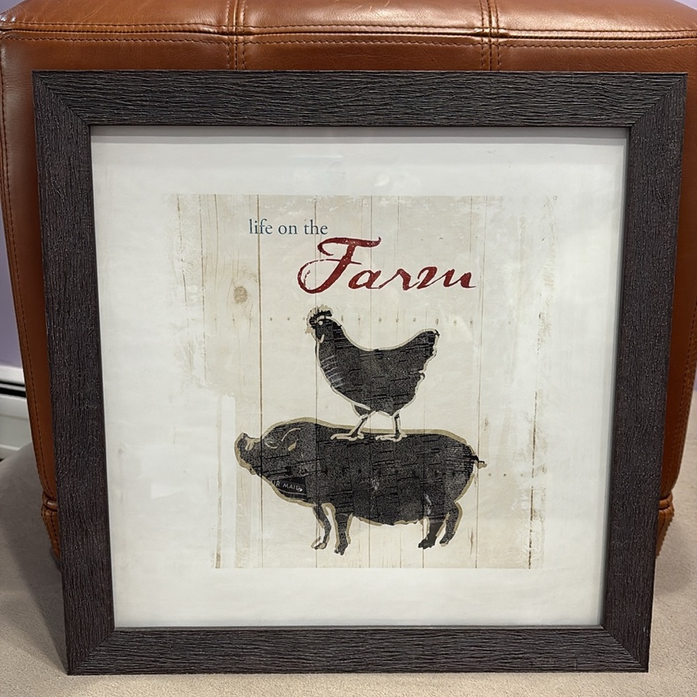 New Casa Fine Arts Framed Farmhouse Wall Art - Life on the Farm Size 15" x 15" !